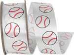 Load image into Gallery viewer, Baseball Fast Pitch Satin Ribbon - White Color -- 1⅜" x 25 Yards