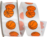 Load image into Gallery viewer, Basketball Satin Ribbon - White Color -- 1⅜" x 25 Yards