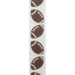 Load image into Gallery viewer, Footballs Tossed Satin Cooler Ribbon –- Brown Color -- 1⅜" x 25 Yards