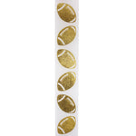 Load image into Gallery viewer, Footballs Tossed Satin Cooler Ribbon –- White / Gold Color -- 1⅜" x 25 Yards