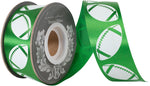 Load image into Gallery viewer, Homecoming Matte Footballs Cooler Ribbon –- Emerald Green / White Color -- 1⅜" x 25 Yards