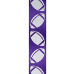 Load image into Gallery viewer, Homecoming Matte Footballs Cooler Ribbon –- Purple / White Color -- 1⅜" x 25 Yards