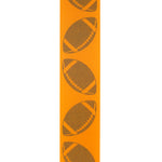 Load image into Gallery viewer, Homecoming Matte Footballs Cooler Ribbon –- Orange / Royal Color -- 1⅜" x 25 Yards