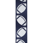 Load image into Gallery viewer, Homecoming Matte Footballs Cooler Ribbon –- Navy / White Color -- 1⅜" x 25 Yards