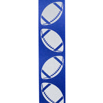 Load image into Gallery viewer, Homecoming Matte Footballs Cooler Ribbon –- Royal / White Color -- 1⅜" x 25 Yards