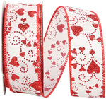 Load image into Gallery viewer, Valentine's Ribbon --- 20 yards --- 1 ½ inches -- Heart Glitter Trails Wired Edge