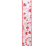 Load image into Gallery viewer, Valentine's Ribbon --- 20 yards --- 1 ½ inches -- Heart Glitter Trails Wired Edge