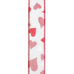 Load image into Gallery viewer, Valentine's Ribbon --- 20 yards --- 1 ½ inches -- Heart Glitter Tales Linen Wired Edge Ribbon