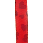 Load image into Gallery viewer, Valentine's Ribbon --- 20 yards --- 1 ½ inches -- Red Glitter Hearts Taffeta Wired Edge Ribbon