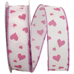 Load image into Gallery viewer, Valentine's Ribbon --- 25 yards --- 1 ½ inches -- Glitz Heart Wired Edge