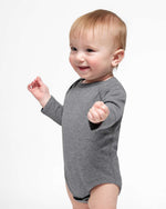 Load image into Gallery viewer, Baby Long Sleeve Jersey Bodysuit - 90% Cotton / 10% Polyester -- Granite Heather