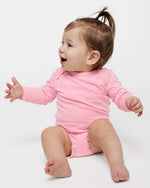 Load image into Gallery viewer, Baby Long Sleeve Jersey Bodysuit - 100% Cotton -- Pink