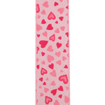 Load image into Gallery viewer, Valentine's Ribbon --- 10 yards --- 2 ½ inches -- Hearts Hopsack Tossed Wired Edge