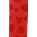 Load image into Gallery viewer, Valentine's Ribbon --- 10 yards --- 2 ½ inches -- Red Glitter Hearts Taffeta Wired Edge Ribbon