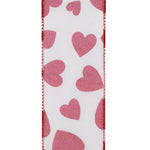 Load image into Gallery viewer, Valentine's Ribbon --- 10 yards --- 2 ½ inches -- Red/White -- Glitter Hearts Taffeta Wired Edge Ribbon