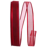 Load image into Gallery viewer, Corsage Ribbons --- 5/8 inch x 50 yards --- Charlize Sheer Satin Wired Edge Ribbon -- Classic Red Color