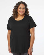 Load image into Gallery viewer, Ladies Curvy - Crew Neck -- Fine Jersey T-shirt -- Blended Black Color