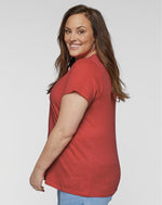 Load image into Gallery viewer, Ladies Curvy - Crew Neck -- Fine Jersey T-shirt -- Vintage Red Color