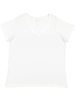 Load image into Gallery viewer, Ladies Curvy (V-Neck) -- Fine Jersey T-shirt -- Blended White Color