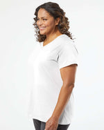 Load image into Gallery viewer, Ladies Curvy (V-Neck) -- Fine Jersey T-shirt -- Blended White Color