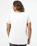 Load image into Gallery viewer, Ladies Curvy (V-Neck) -- Fine Jersey T-shirt -- Blended White Color