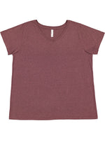 Load image into Gallery viewer, Ladies Curvy (V-Neck) -- Fine Jersey T-shirt -- Sangria Color