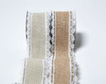 Load image into Gallery viewer, 1.5 Inch --- Burlap Ribbon with Wired Lace Edge, 10 yards