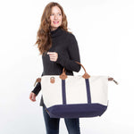 Load image into Gallery viewer, Weekender - Canvas & Leather Travel Bag -- Navy