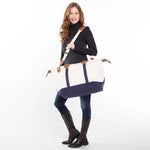 Load image into Gallery viewer, Weekender - Canvas & Leather Travel Bag -- Navy