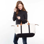 Load image into Gallery viewer, Weekender - Canvas & Leather Travel Bag -- Black