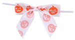 Load image into Gallery viewer, Grosgrain Jack-O-Lantern Twist Tie Bows -- 7/8 in --- 100 Pieces p/pack, White & Orange