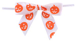Load image into Gallery viewer, Grosgrain Jack-O-Lantern Twist Tie Bows -- 7/8 in --- 100 Pieces p/pack, White & Orange