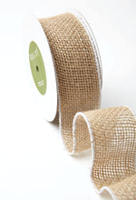 Load image into Gallery viewer, 2 Inch --- 100% Jute Burlap Ribbon with Color Wired Edge, 10 yards