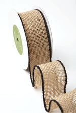 Load image into Gallery viewer, 2 Inch --- 100% Jute Burlap Ribbon with Color Wired Edge, 10 yards