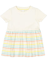 Load image into Gallery viewer, Infant Cotton Fine Jersey Dress ---(Sizes: 6M - 24M) --- Natural / Sunkissed Stripe