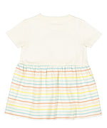 Load image into Gallery viewer, Infant Cotton Fine Jersey Dress ---(Sizes: 6M - 24M) --- Natural / Sunkissed Stripe