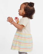 Load image into Gallery viewer, Infant Cotton Fine Jersey Dress ---(Sizes: 6M - 24M) --- Natural / Sunkissed Stripe