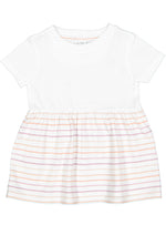 Load image into Gallery viewer, Infant Cotton Fine Jersey Dress ---(Sizes: 6M - 24M) --- White / Lilac Stripe