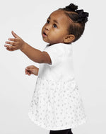 Load image into Gallery viewer, Infant Cotton Fine Jersey Dress ---(Sizes: 6M - 24M) --- White / White Spot