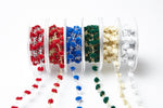 Load image into Gallery viewer, Mini Pom Pom Trim with Metallic Fringe, 10 yards Roll -- Width: 3/8" (10mm), Various Colors
