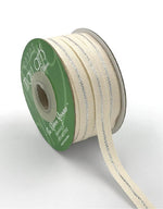 Load image into Gallery viewer, Canvas Ribbon (with woven metallic center line) --- 3/8 in x 30 yards