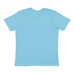 Load image into Gallery viewer, Aqua color blank youth cotton fine jersey crew neck T-shirt shown from the back on a white background.