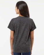 Load image into Gallery viewer, Back view of a young model wearing the Black Leopard Youth Fine Jersey T-Shirt, demonstrating the coverage and overall fit from behind.