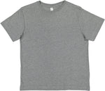 Load image into Gallery viewer, Granite Heather blank youth cotton fine jersey crew neck T-shirt shown from the front on a white background.
