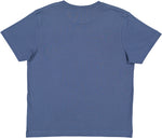 Load image into Gallery viewer, Indigo blank youth cotton fine jersey crew neck T-shirt shown from the back on a white background.