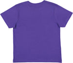 Load image into Gallery viewer, Purple blank youth cotton fine jersey crew neck T-shirt shown from the back on a white background.