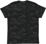 Load image into Gallery viewer, Storm Camo blank youth cotton fine jersey crew neck T-shirt shown from the back on a white background.