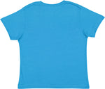Load image into Gallery viewer, Vintage Turquoise blank youth cotton fine jersey crew neck T-shirt shown from the back on a white background.