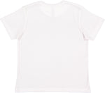Load image into Gallery viewer, White blank youth cotton fine jersey crew neck T-shirt shown from the back on a white background.