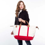 Load image into Gallery viewer, Weekender - Canvas & Leather Travel Bag -- Red